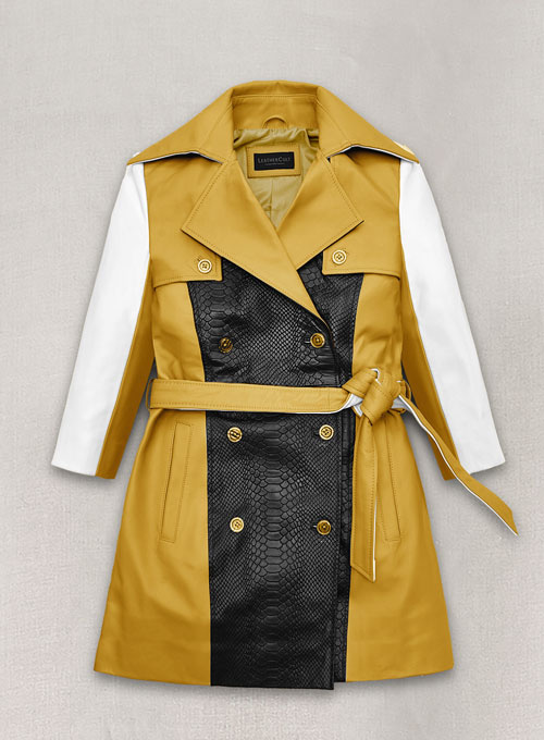 Yellow leather trench on sale coat