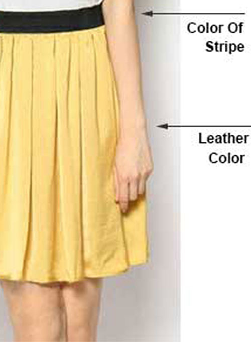 Contrast Waist Leather Skirt - # 180
