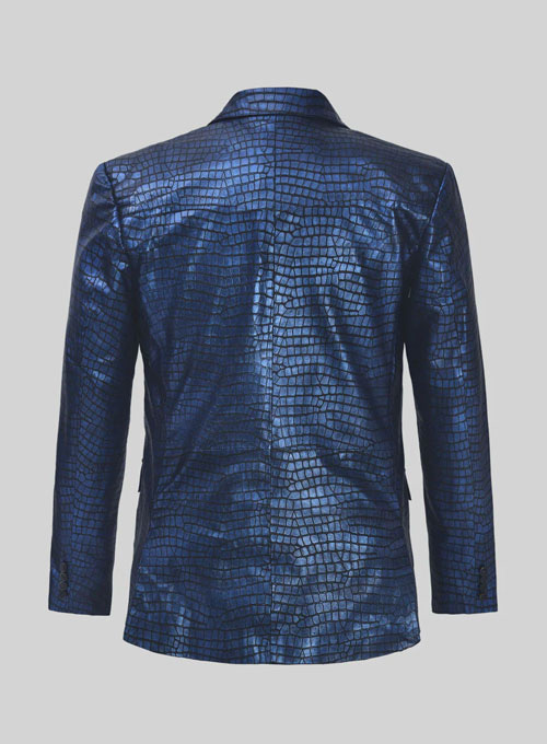 Croc Metallic Blue Leather Blazer