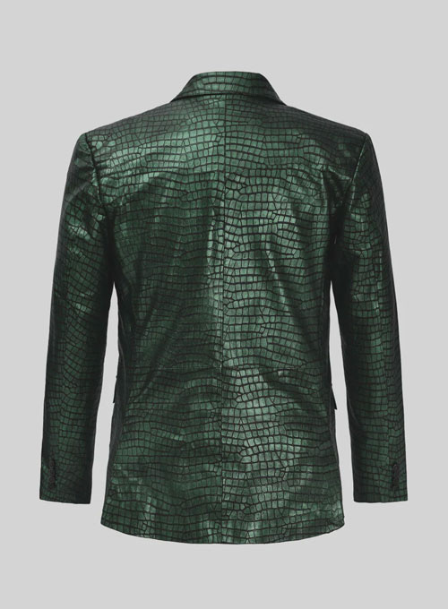 Croc Metallic Green Leather Blazer