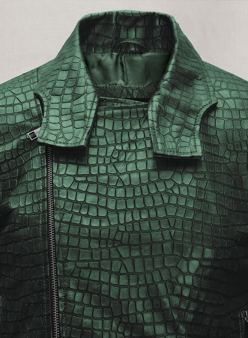 Croc Metallic Green Leather Jacket #511 - Click Image to Close