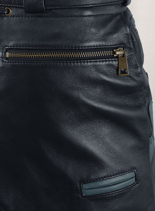 Dark Blue Leather Cargo Shorts Style # 364 - Click Image to Close