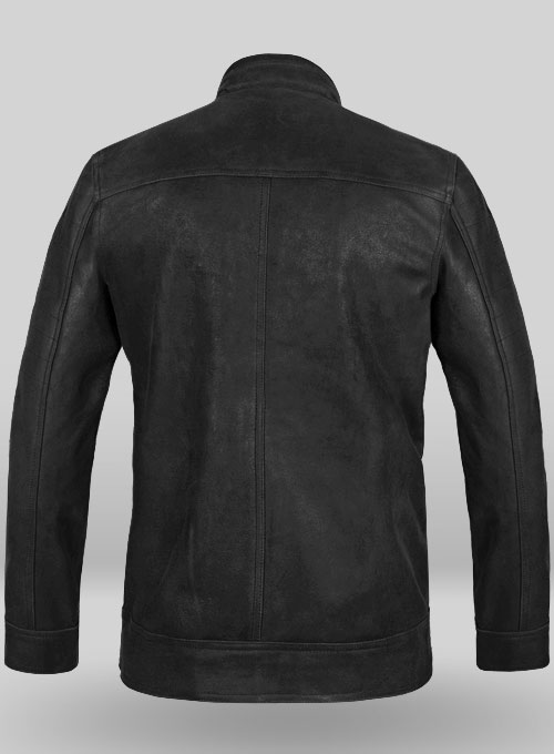 Distressed Black Leather Jacket # 616 - Click Image to Close