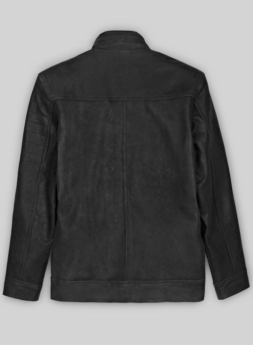 Distressed Black Leather Jacket # 616 - Click Image to Close