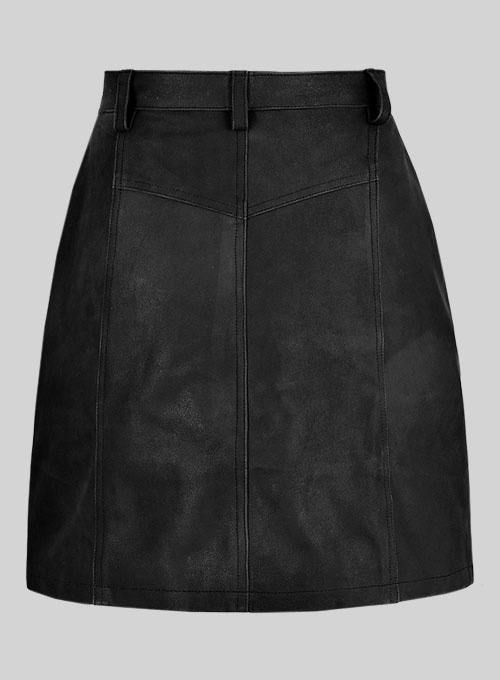 Distressed Black Stylish Leather Skirt #148