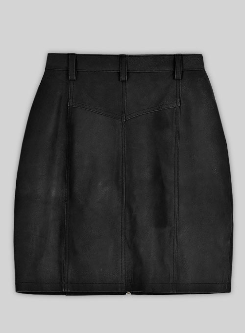 Distressed Black Stylish Leather Skirt #148 - Click Image to Close