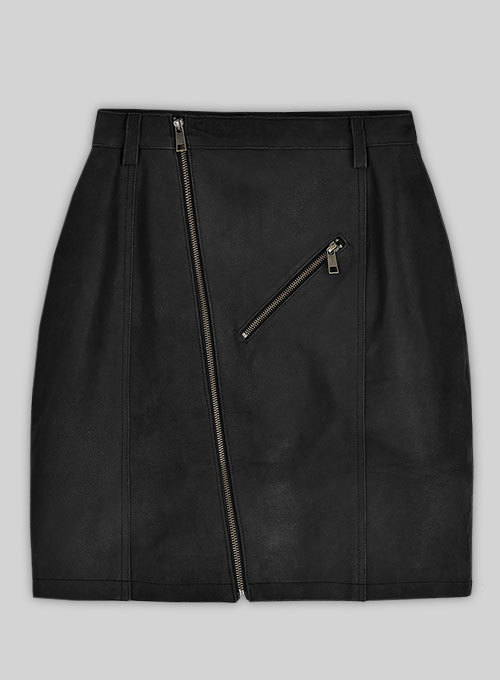 Distressed Black Stylish Leather Skirt #148 - Click Image to Close