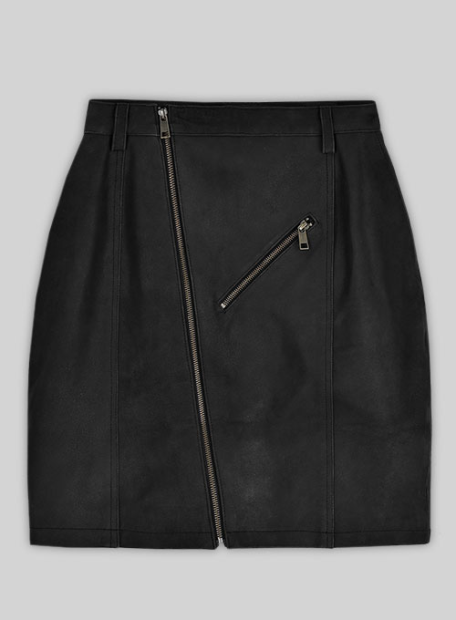 Distressed Black Stylish Leather Skirt #148