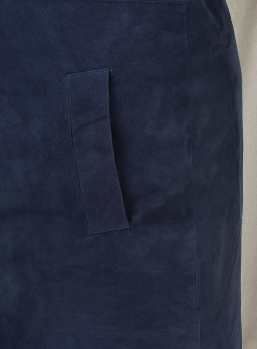 Dark Blue Suede Circle Leather Dress - # 755