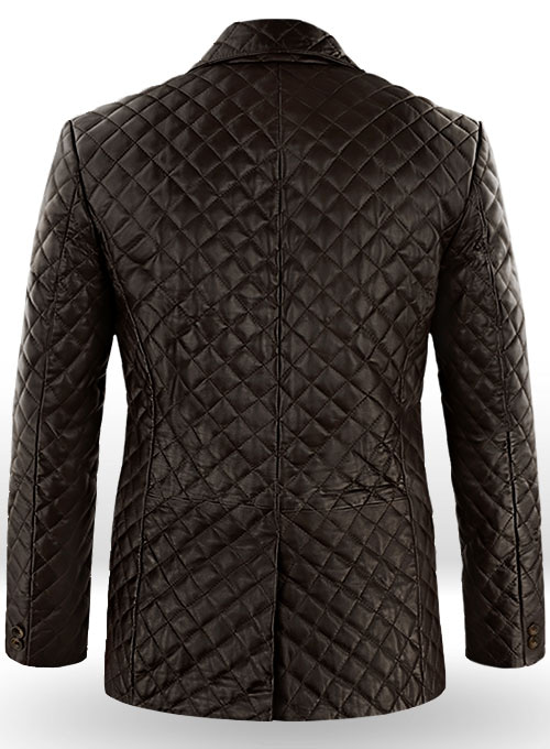 Dark Brown Bocelli Quilted Leather Blazer