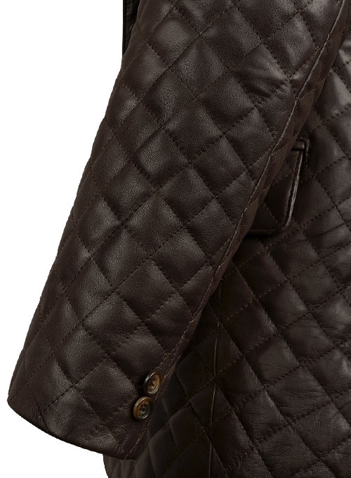 Dark Brown Bocelli Quilted Leather Blazer - Click Image to Close