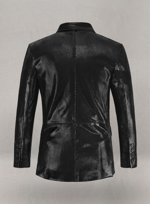 Snake Embossed Black Leather Blazer - Click Image to Close
