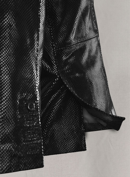 Snake Embossed Black Leather Blazer