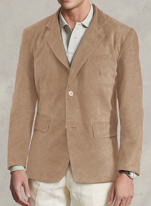 Dusty Beige Suede Leather Blazer