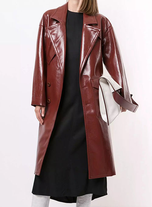 Elle Leather Long Coat