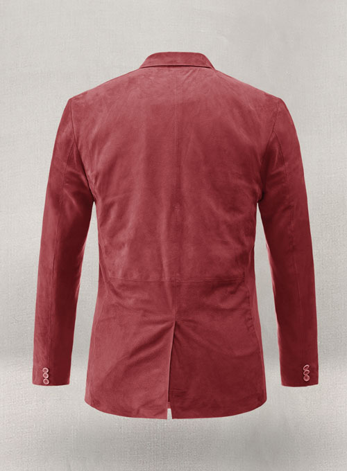 French Red Suede Leather Blazer - Click Image to Close