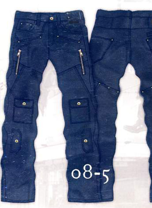 Leather Cargo Jeans - Style 08-5 - Click Image to Close