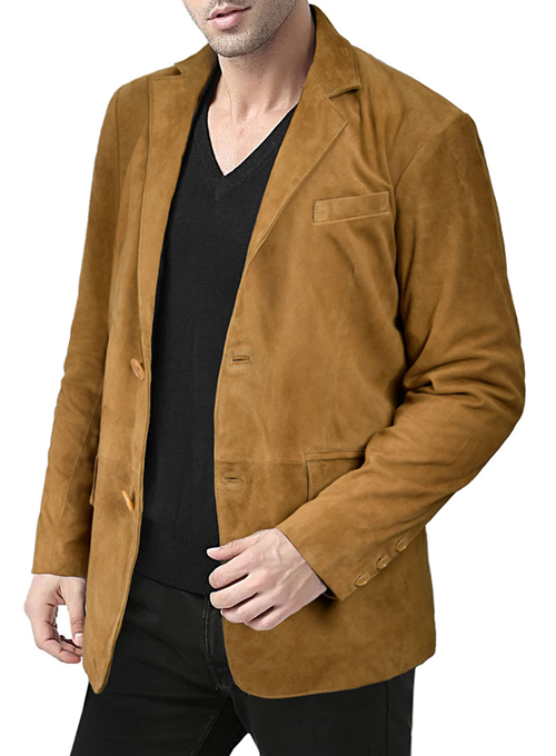 Ginger Brown Suede Leather Blazer - Click Image to Close