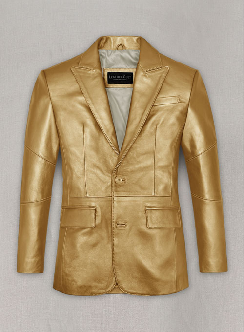 Golden Catwalk Leather Blazer # 2
