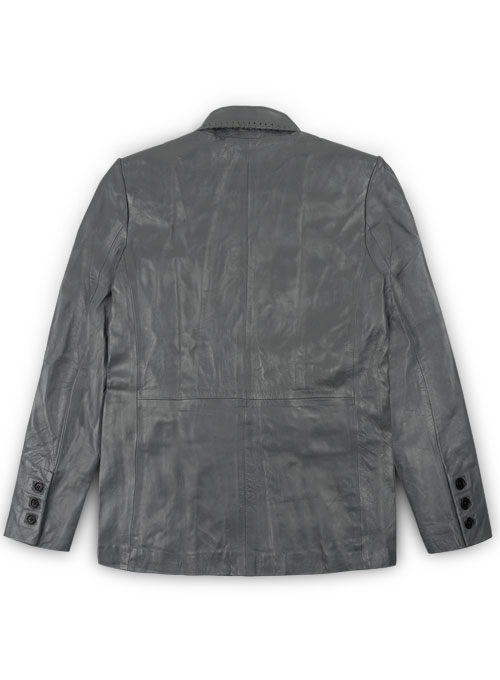 Gray Medieval Leather Blazer - Click Image to Close