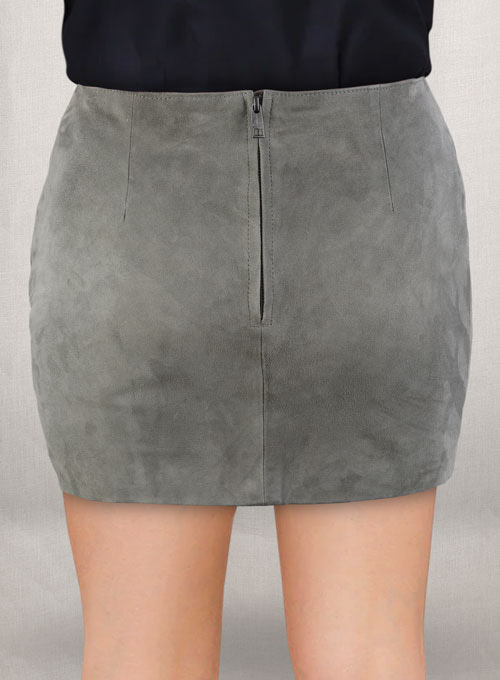 Gray Suede Bossy Buckle Leather Skirt - #443