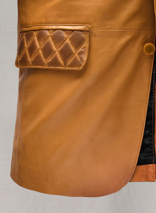 Harper Burnt Mustard Leather Blazer - Click Image to Close