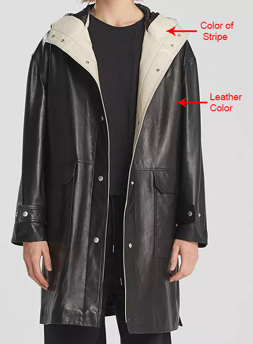 Hooded Leather Trench Coat - Click Image to Close