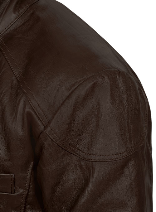 Wrinkled Brown Hugh Jackman Real Steel Leather Jacket - Click Image to Close