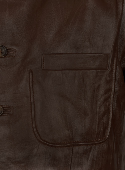 Wrinkled Brown Hugh Jackman Real Steel Leather Jacket - Click Image to Close