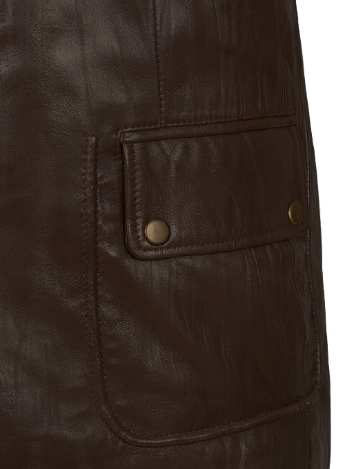 Wrinkled Brown Hugh Jackman Real Steel Leather Jacket - Click Image to Close