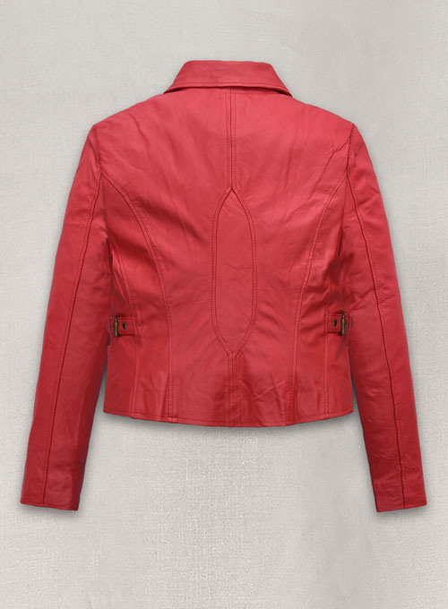 Soft Tango Red Washed Jennifer Lopez Gigli Leather Jacket - Click Image to Close