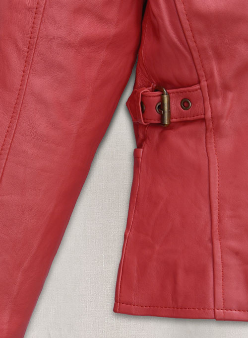 Soft Tango Red Washed Jennifer Lopez Gigli Leather Jacket