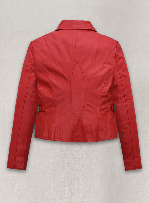 Soft Tango Red Washed Jennifer Lopez Gigli Leather Jacket