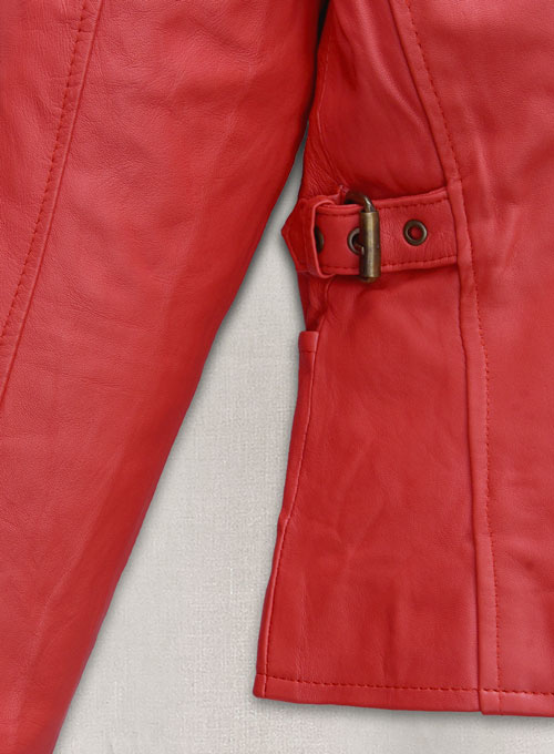 Soft Tango Red Washed Jennifer Lopez Gigli Leather Jacket