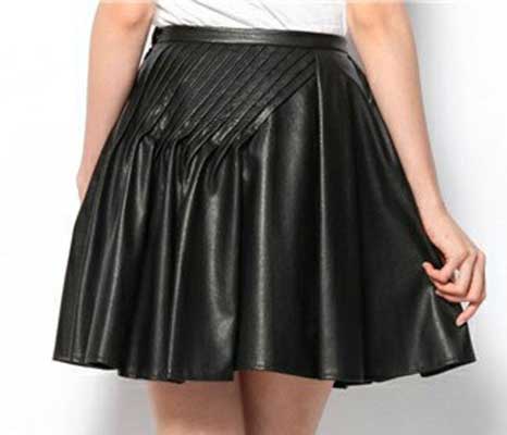 Kick Pleat Flare Leather Skirt - # 450