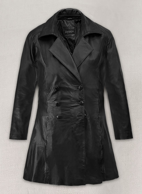 Kim Kardashian Leather Trench Coat