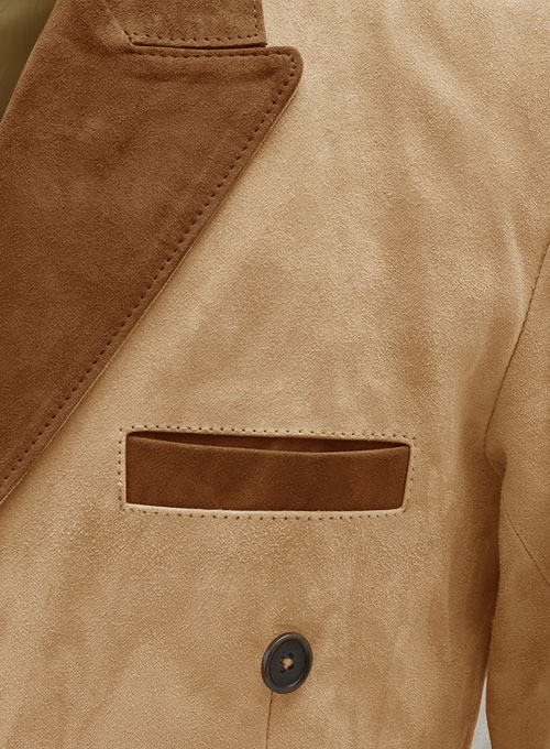 Latte Beige Suede Hampton Leather Blazer - Click Image to Close