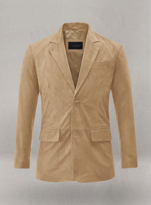 Latte Beige Suede Leather Blazer