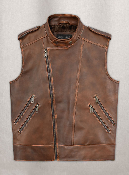 Leather Biker Vest # 313 - Click Image to Close