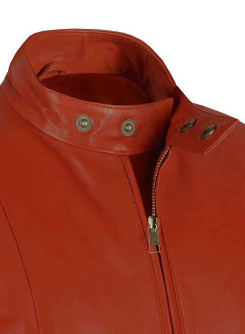 Bright Orange Leather Jacket #706