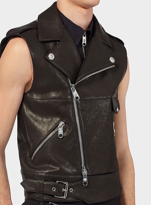 Leather Biker Vest # 331 - Click Image to Close