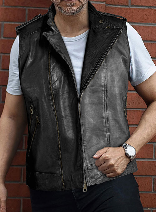 Leather Biker Vest # 313