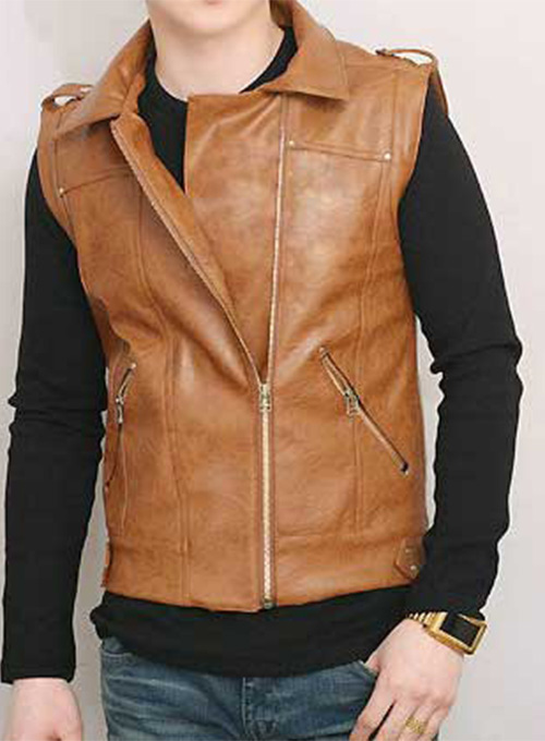 Leather Biker Vest # 316 - Click Image to Close