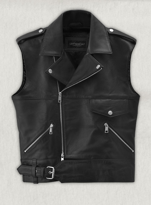 Leather Biker Vest # 331 - Click Image to Close