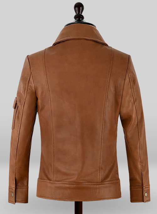 Log Cabin Brown Gigi Hadid Leather Jacket - Click Image to Close