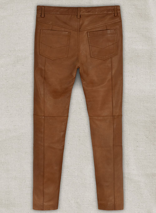 Log Cabin Brown Wax Noach Leather Pants - Click Image to Close