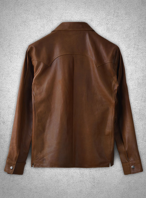 Light Weight Unlined Brown Leather Shirt - Click Image to Close