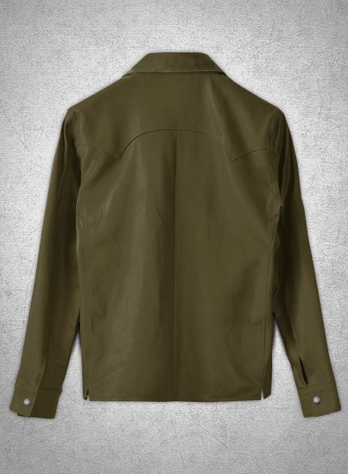 Light Weight Unlined Mauve Green Leather Shirt