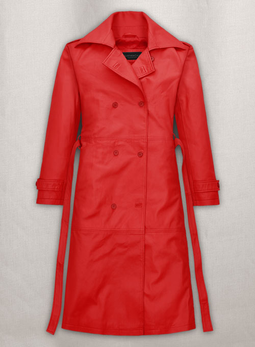 Megan Fox Leather Long Coat
