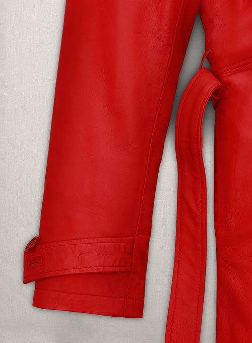 Megan Fox Leather Long Coat - Click Image to Close